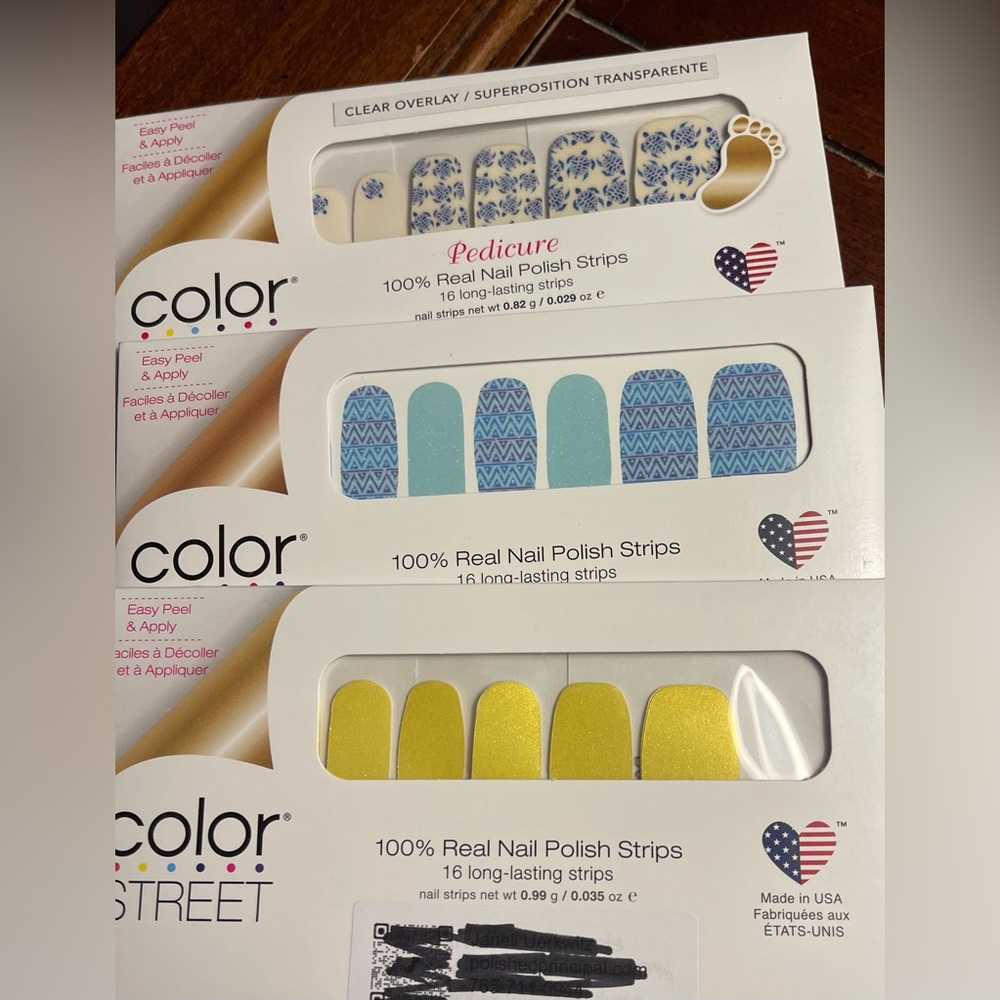 Color Street Nail Strips-Lot of 3 (2 nails, 1 pedicure set)